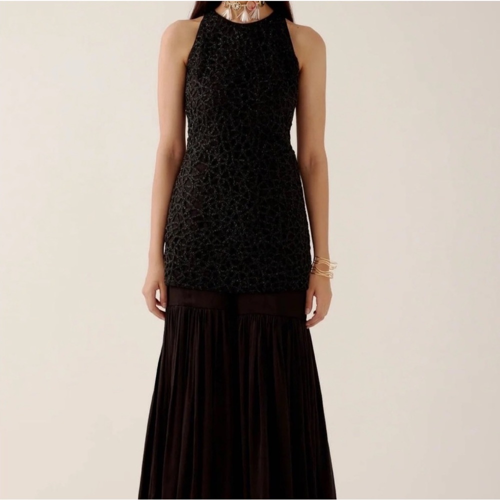 Sani Black Beaded Mini Dress New Size Large (no skirt)